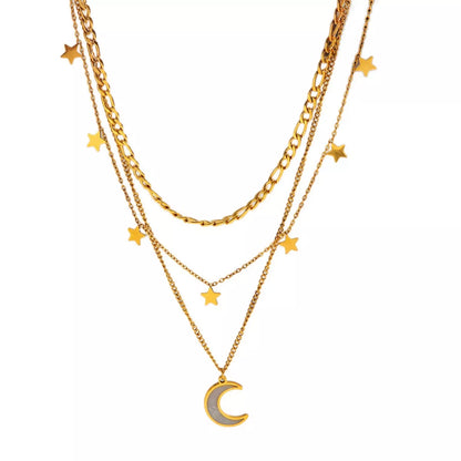 18K Gold-Plated Moon Three-Layered Necklace