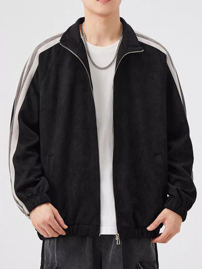 Men's Striped Shoulder Zip Up Jacket