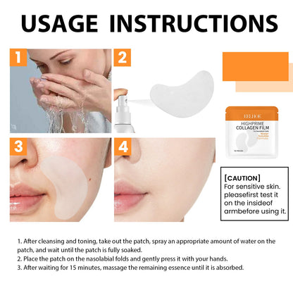 EELHOE High Prime Collagen Film For Nasolabial Folds, Lighten Fine Lines By Moisturizing Lines And Firming Skin