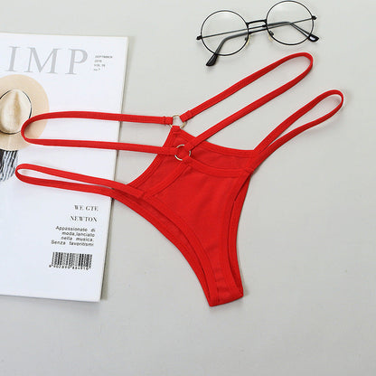 Sheer Bikini Strap Cutout Triangle Low Waist Women's Panties
