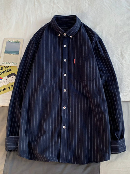 Men's Plus Size Casual Striped Long Sleeve Shirt
