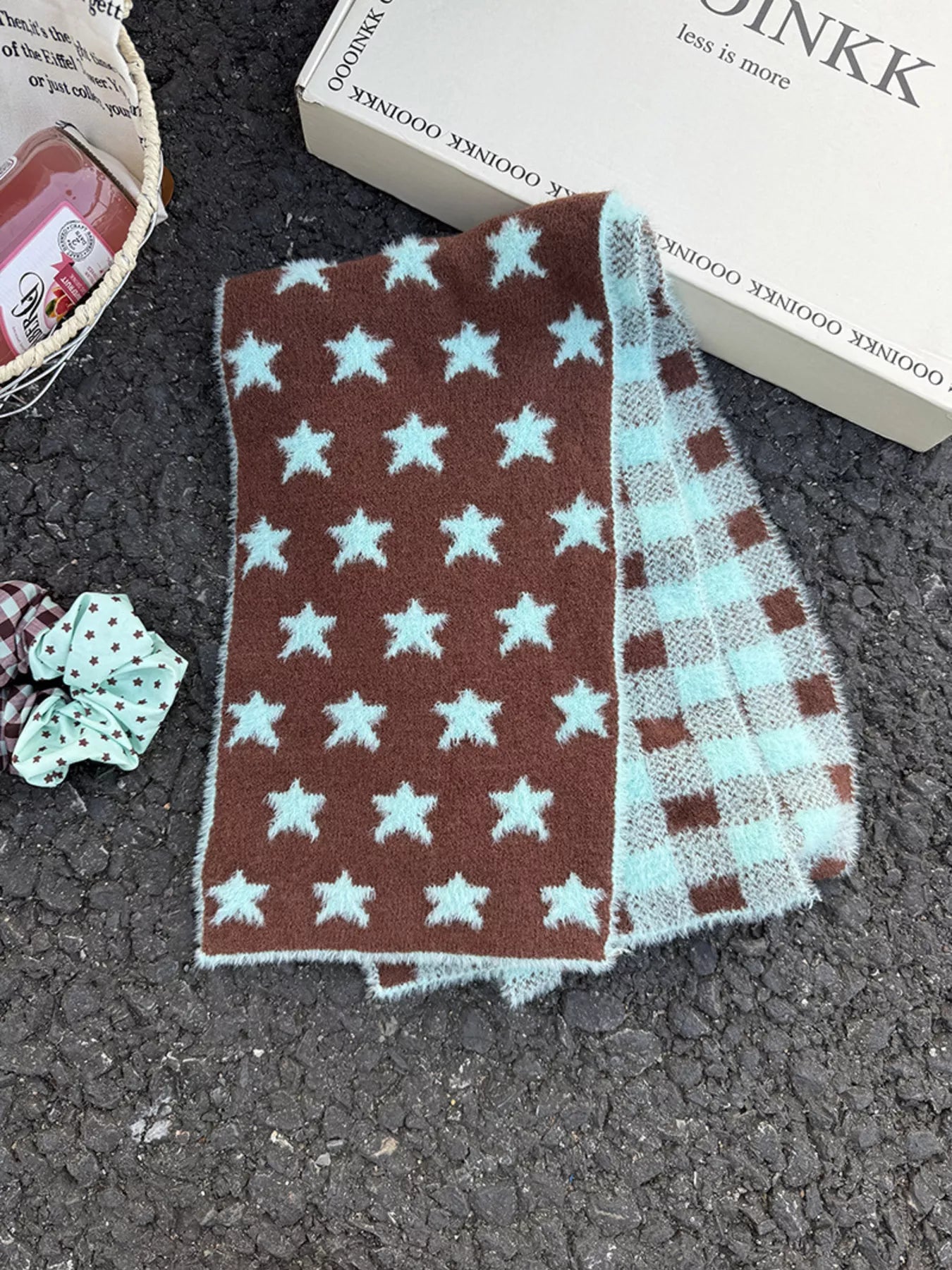 Star Plaid Plush Scarf