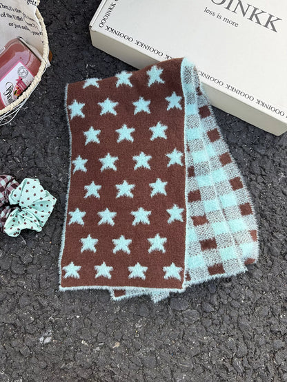 Star Plaid Plush Scarf