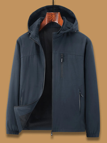 Men's Plus Size Zip Up Long Sleeve Hooded Jacket