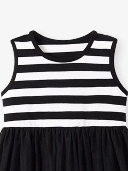 Children's Striped Sleeveless Tulle Dress