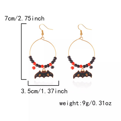 Halloween Bat Charm Hoop Earrings