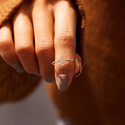 925 Sterling Silver Zircon Cross Ring
