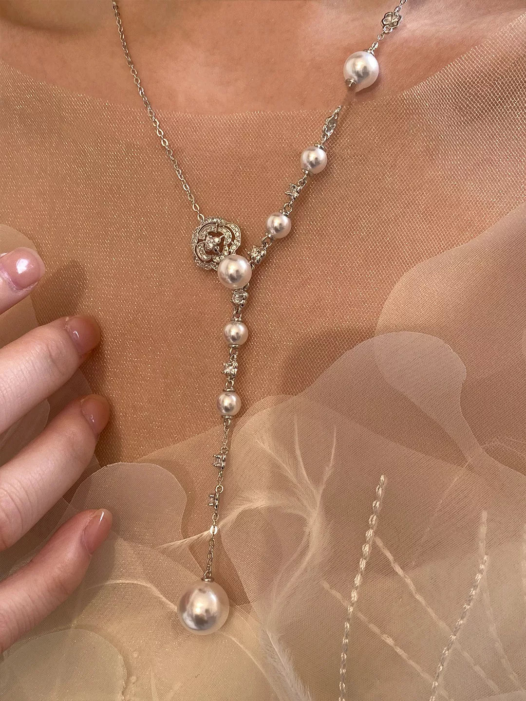 Pearl Flower Y-Necklace