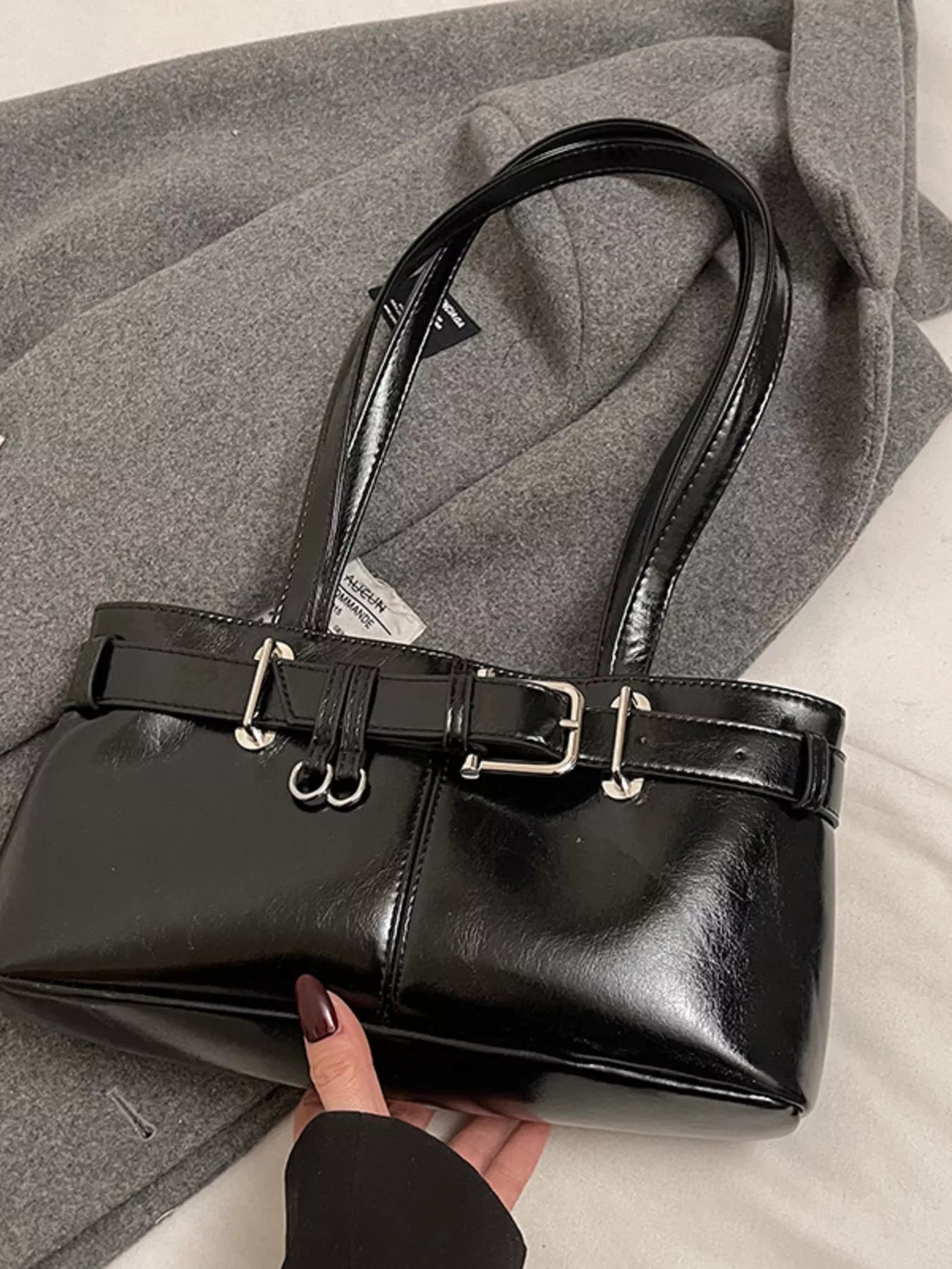 Buckle Decor Shoulder Bag