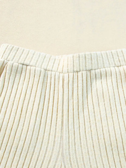 Ribbed Knit V-Neck Top and Pants Lounge Set