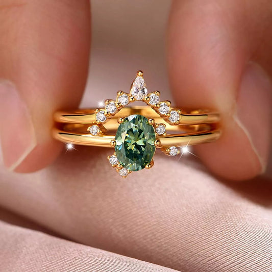1 Carat Moissanite 925 Sterling Silver 2 Piece Ring