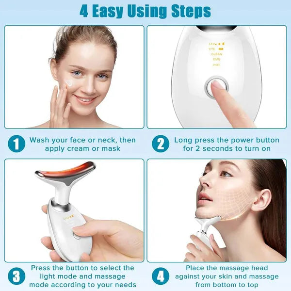 Neck Face Massager Face Sculpting Tool 3 Colour Modes And Vibration For Facial Massager For Double Chin - Red