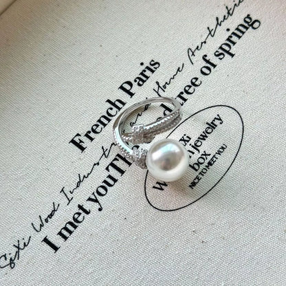 Pearl Zircon Bypass Ring