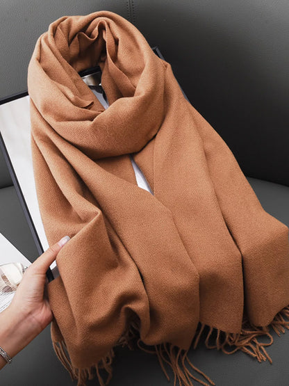 Solid Color Fringe Scarf