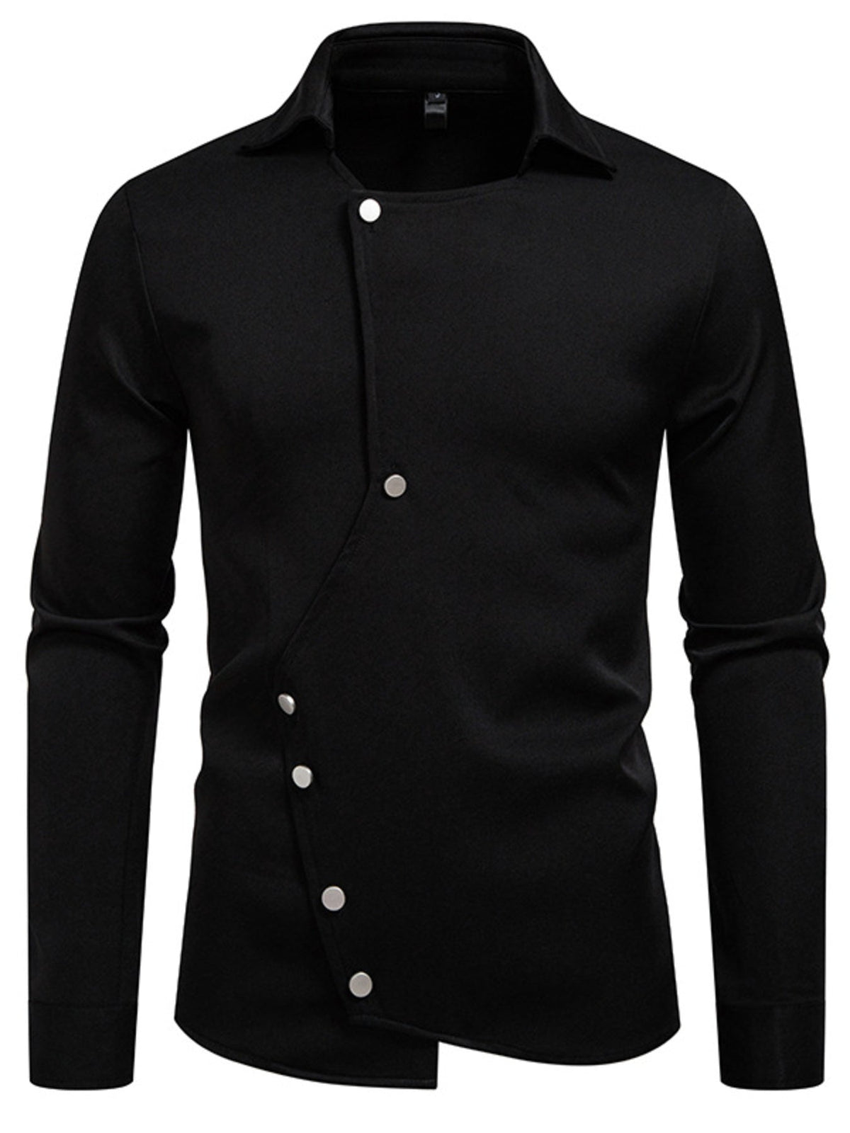 Men's Asymmetrical Button-Down Long Sleeve Shirt