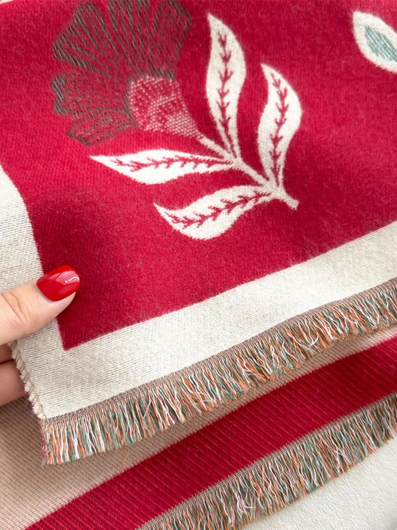 Printed Raw Hem Shawl