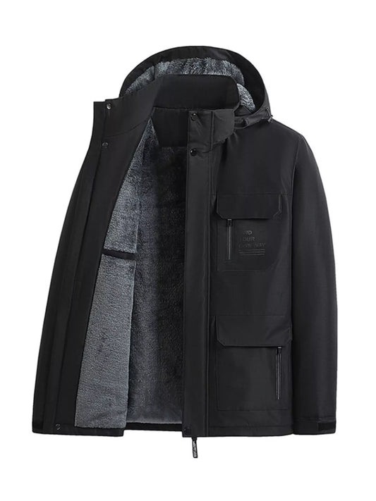 Men's Plus Size Warm Fleece Lined Hooded Winter Coat