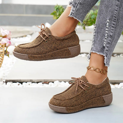 Round Toe  Lace-Up Sneakers