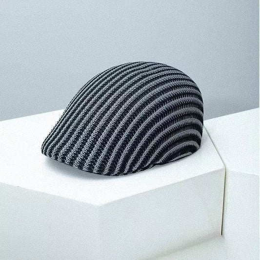 Striped Breathable Beret Hat