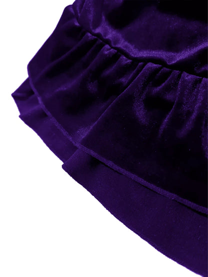 Plus Size Ruffled Velvet Elastic Waist Skirt