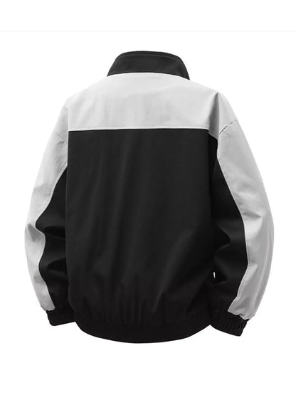 Men's Plus Size Color Block Casual Bomber Jacket