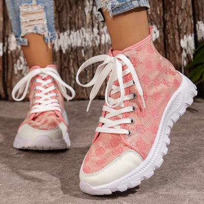Lace Up Round Toe Sneakers