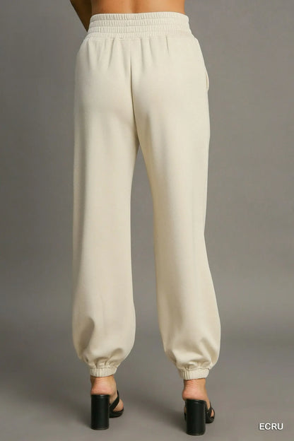 Umgee Drawstring Jogger Pants with Front Seam Detail