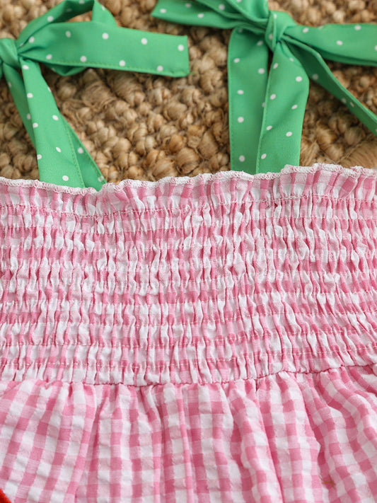 Children's Watermelon Gingham Smocked Dress