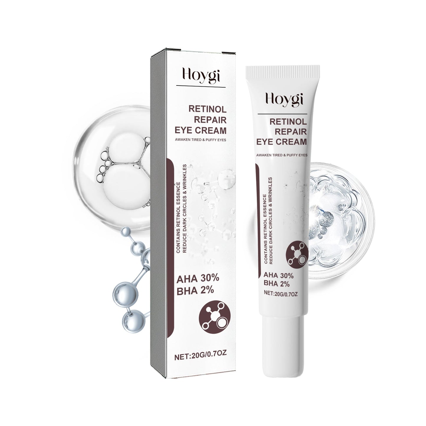 Hoygi Retinol Repair Eye Cream, Reduce Wrinkles Fine Lines Bags Dark Circles Brightening Skin Anti-Wrinkle Repair Eye Cream