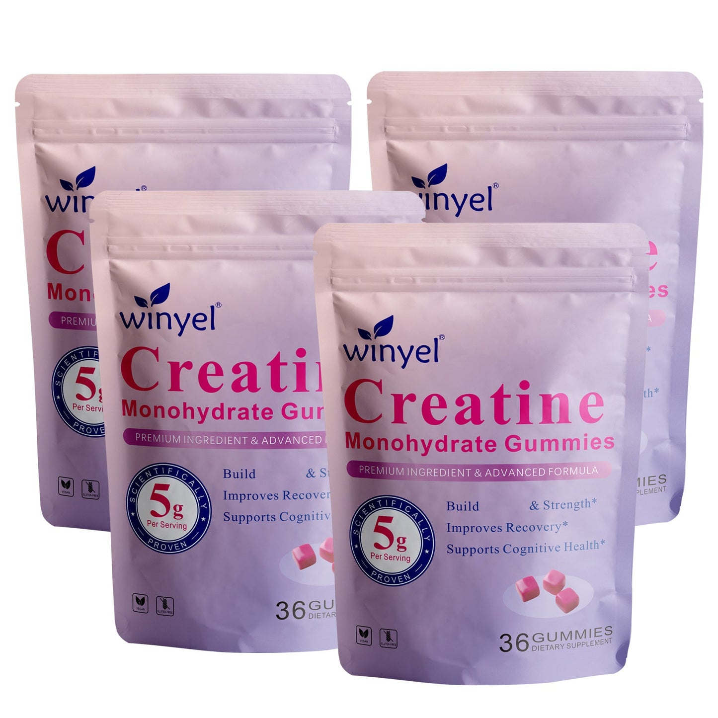 Creatine Monohydrate Gummies, 5 Grams Per Serving, Sugar-free Creatine Gummies, Suitable For Workouts, Strength, Cognitive Health, And Muscle Support, Gluten-free, Berry-enhanced, 36 Gummies.