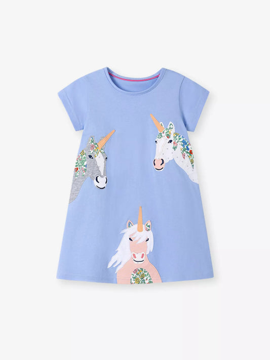 Children's Unicorn Print Casual Dress