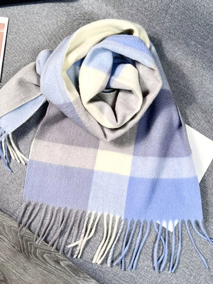 Plaid Scarf with Fringe