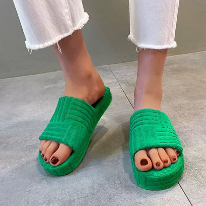 Open-Toe Platform Slippers
