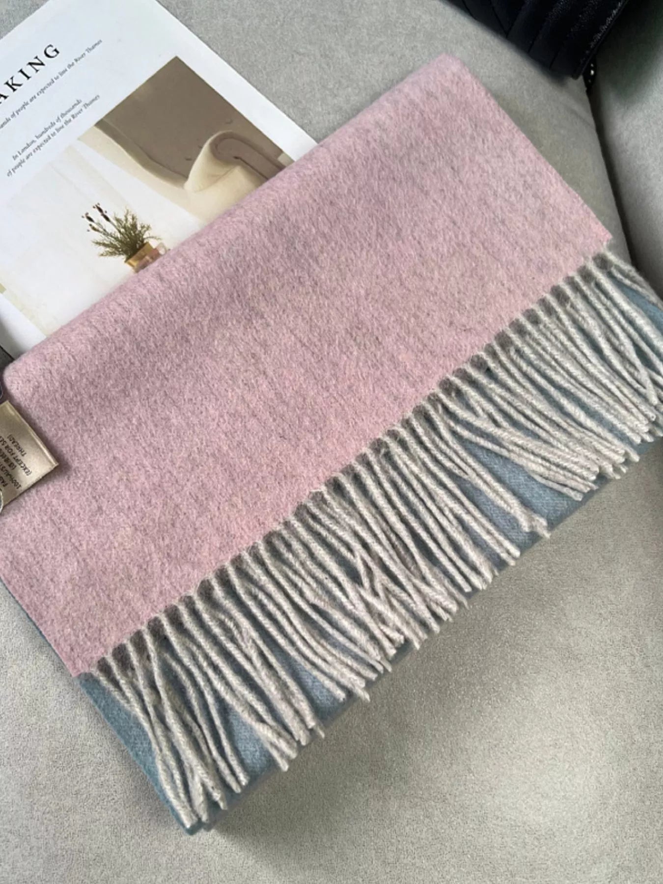 Color Block Fringe Scarf