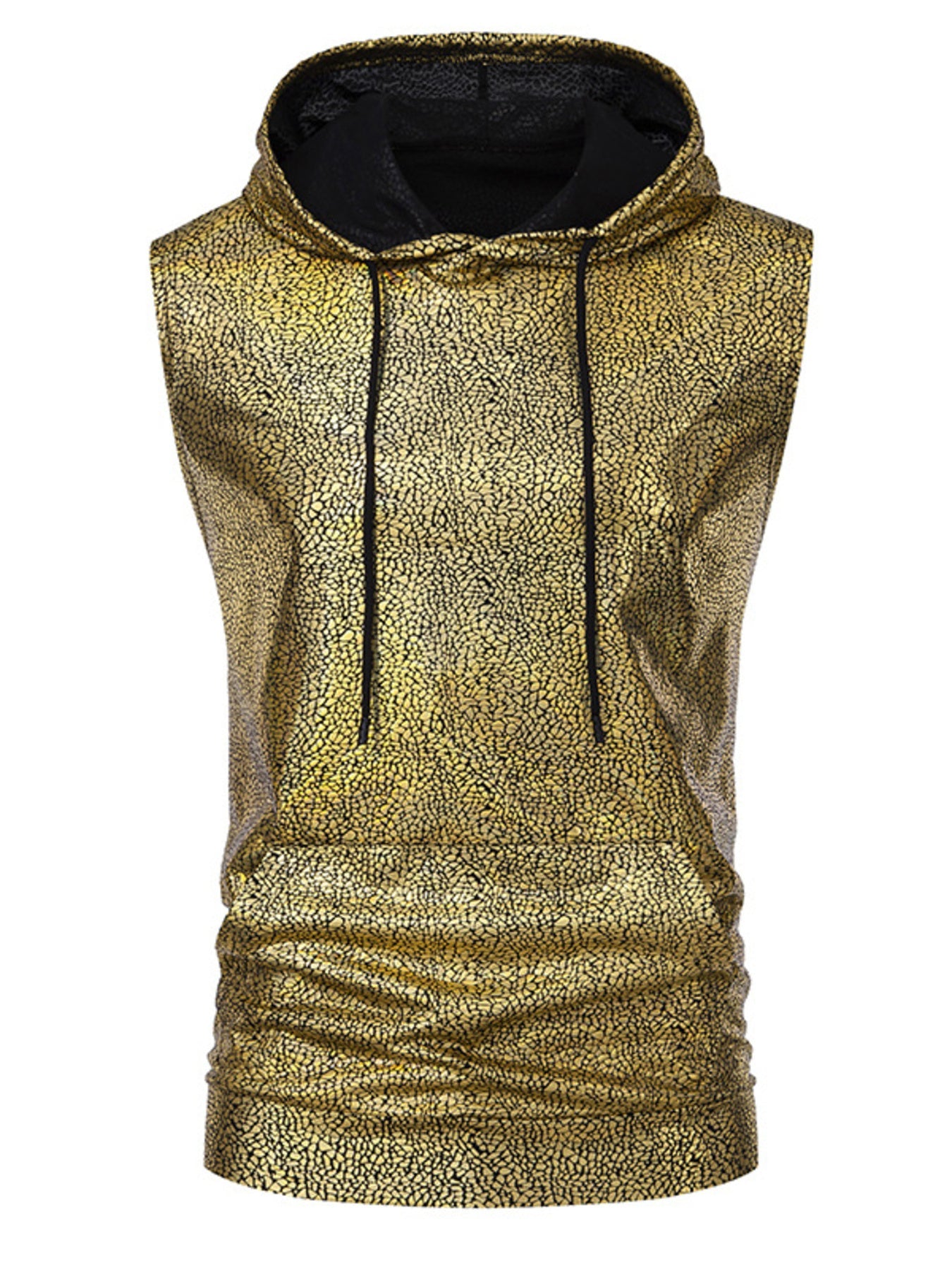 Men's Drawstring Sleeveless Hooded Top