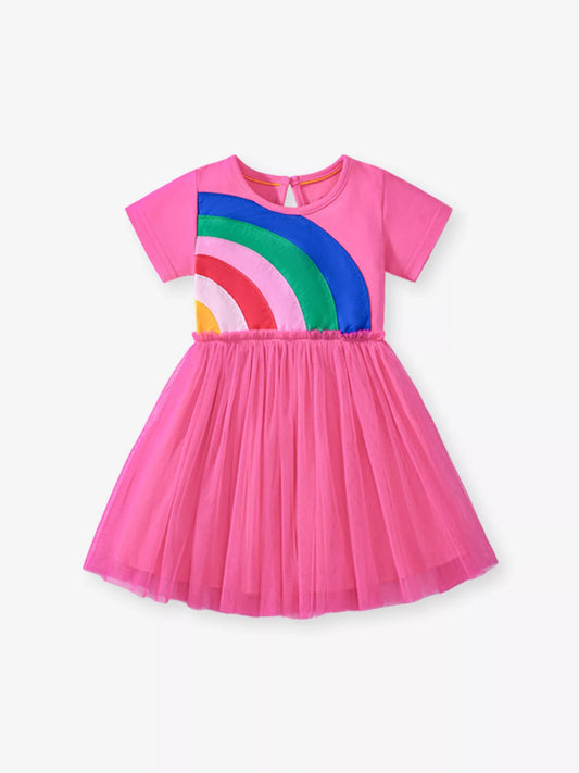 Children's Rainbow Short Sleeve Tulle Dress