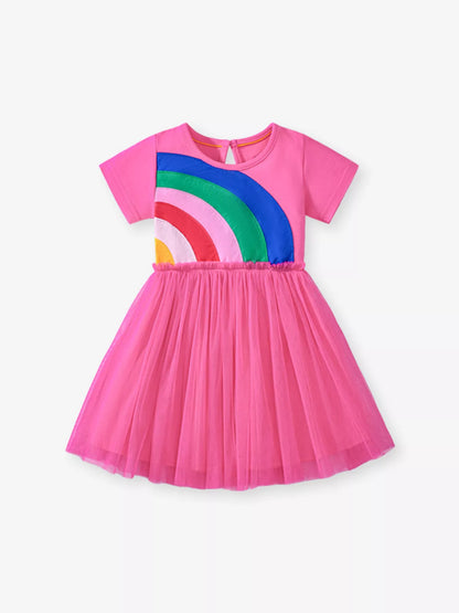 Children's Rainbow Short Sleeve Tulle Dress
