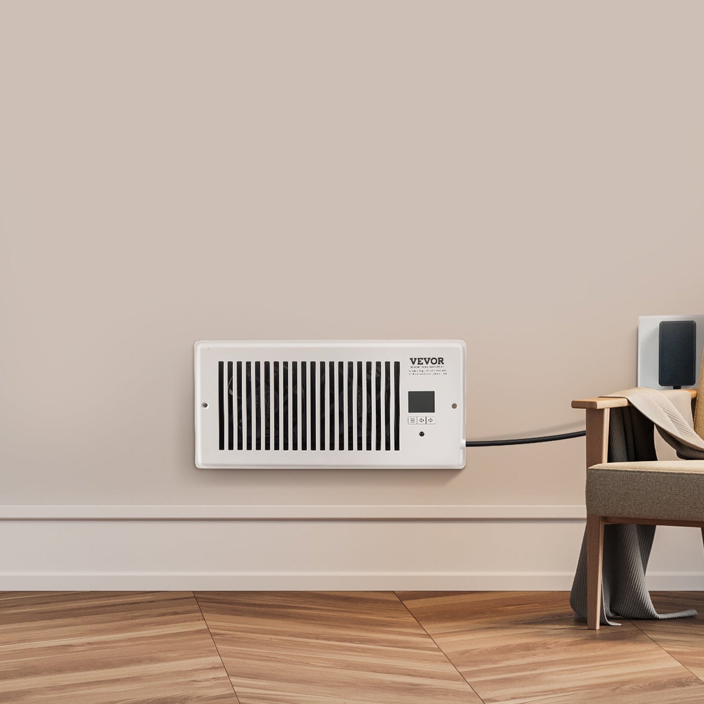 VEVOR Register Booster Fan, Quiet Vent Booster Fan Fits Register Holes, With Remote Control And Thermostat Control, Adjustable Speed For Heating Cooling Smart Vent, White