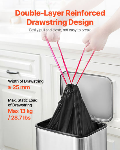 Drawstring Trash Bags, 30 Gallon 50 Count Tall Kitchen Trash Bags, Extra Thick Tough And Durable Garbage Bag, Recyclable Bin Bag With Drawstrings, For Home Kitchen, Office, RV & Camping