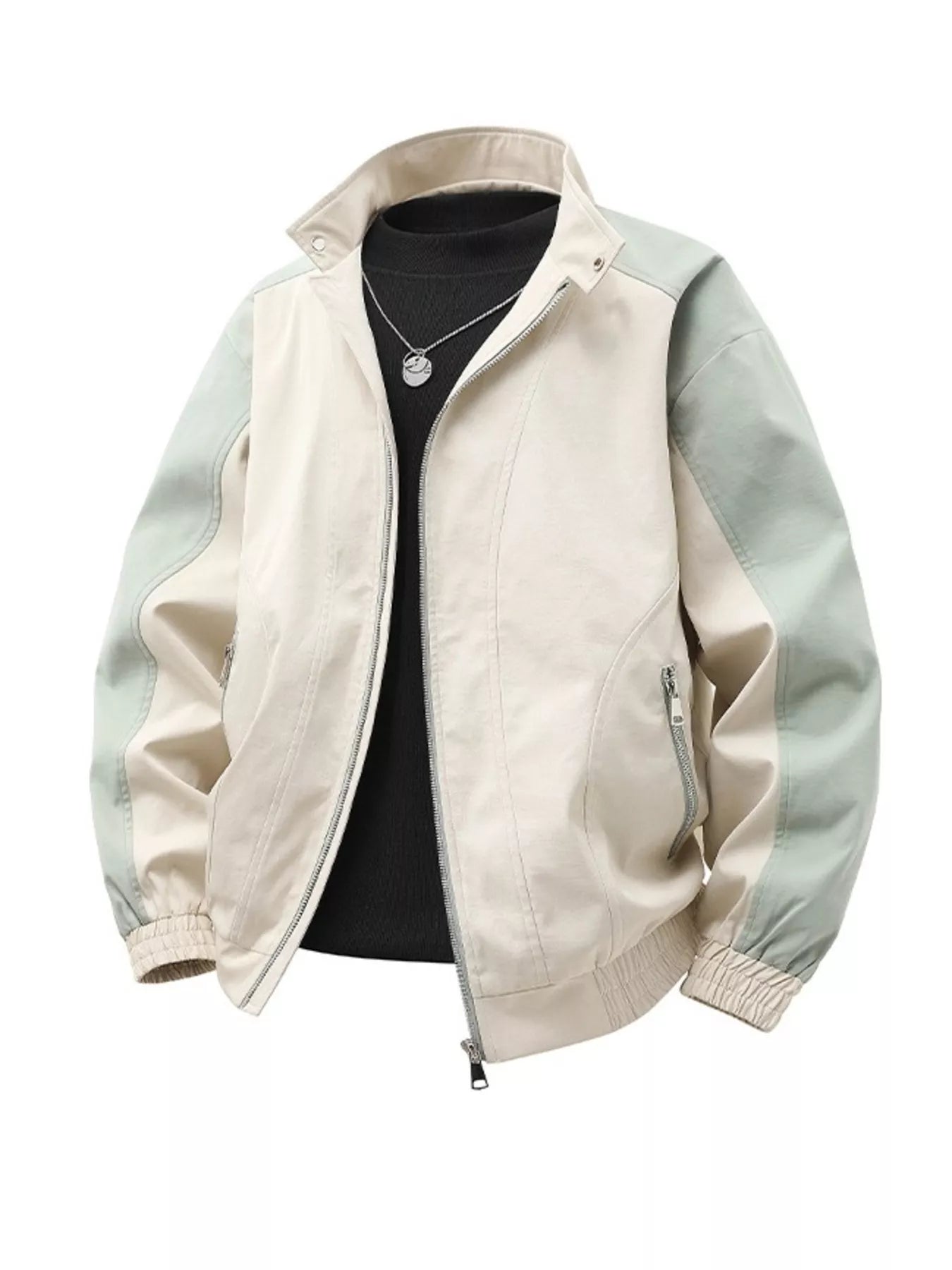 Men's Plus Size Color Block Casual Bomber Jacket