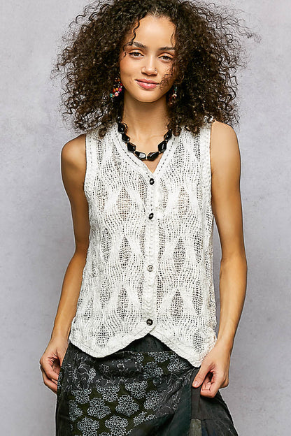POL Button Down V-Neck Sweater Vest