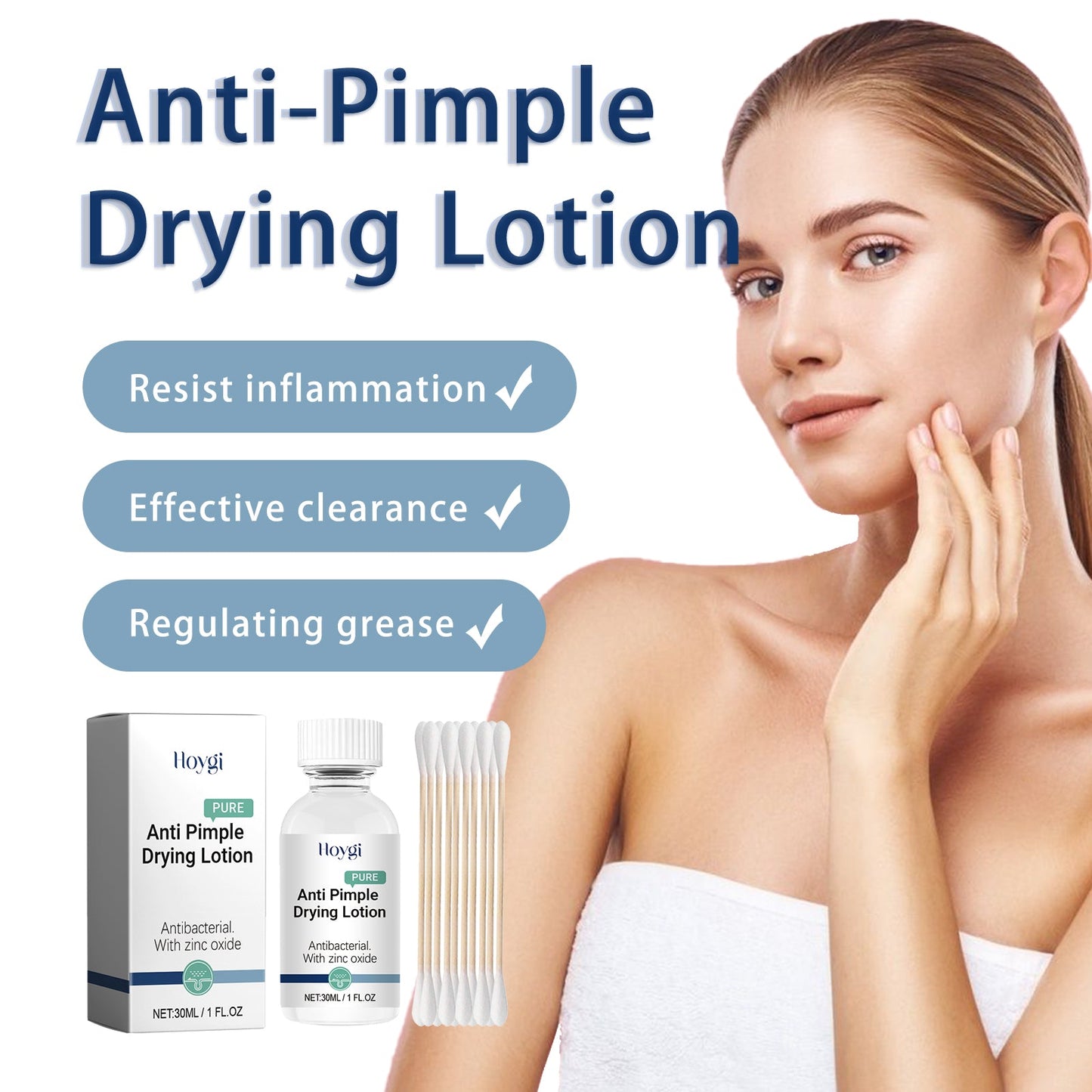 Hoygi Anti-Pimple Drying Lotion, Facial Cleansing And Repair Lighten Acne Marks And Pits, Close Your Mouth And Mild Skin Cream