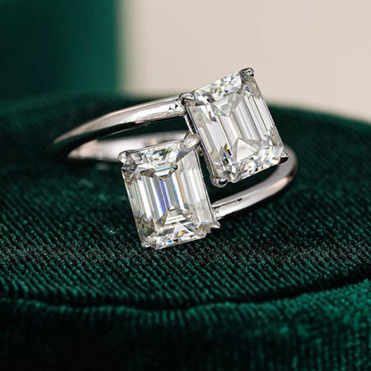 2 Carat Moissanite 925 Sterling Silver Bypass Ring