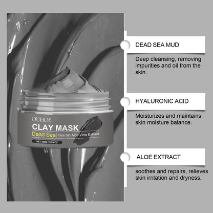 OUHOE Dead Sea Mud Cleansing Mask Gently Cleans And Removes Blackheads, Brightening And Smoothing Skin, Controls Oil And Moisturizes Without Tightness