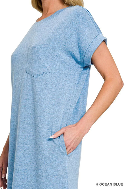 Zenana Round Neck Short Sleeve Midi Dress