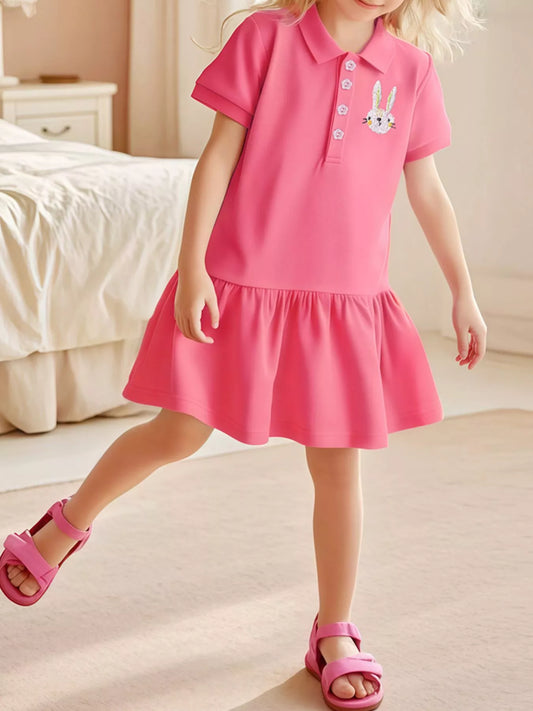 Children's Bunny Embroidered Polo Dress