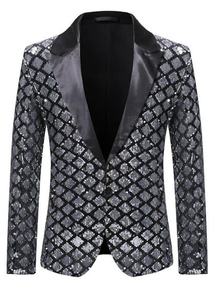 Men's Sequin One Button Blazer