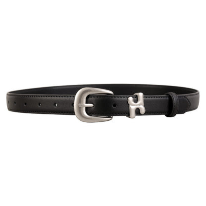 Leather Belt with Stylish H-Shaped Buckle