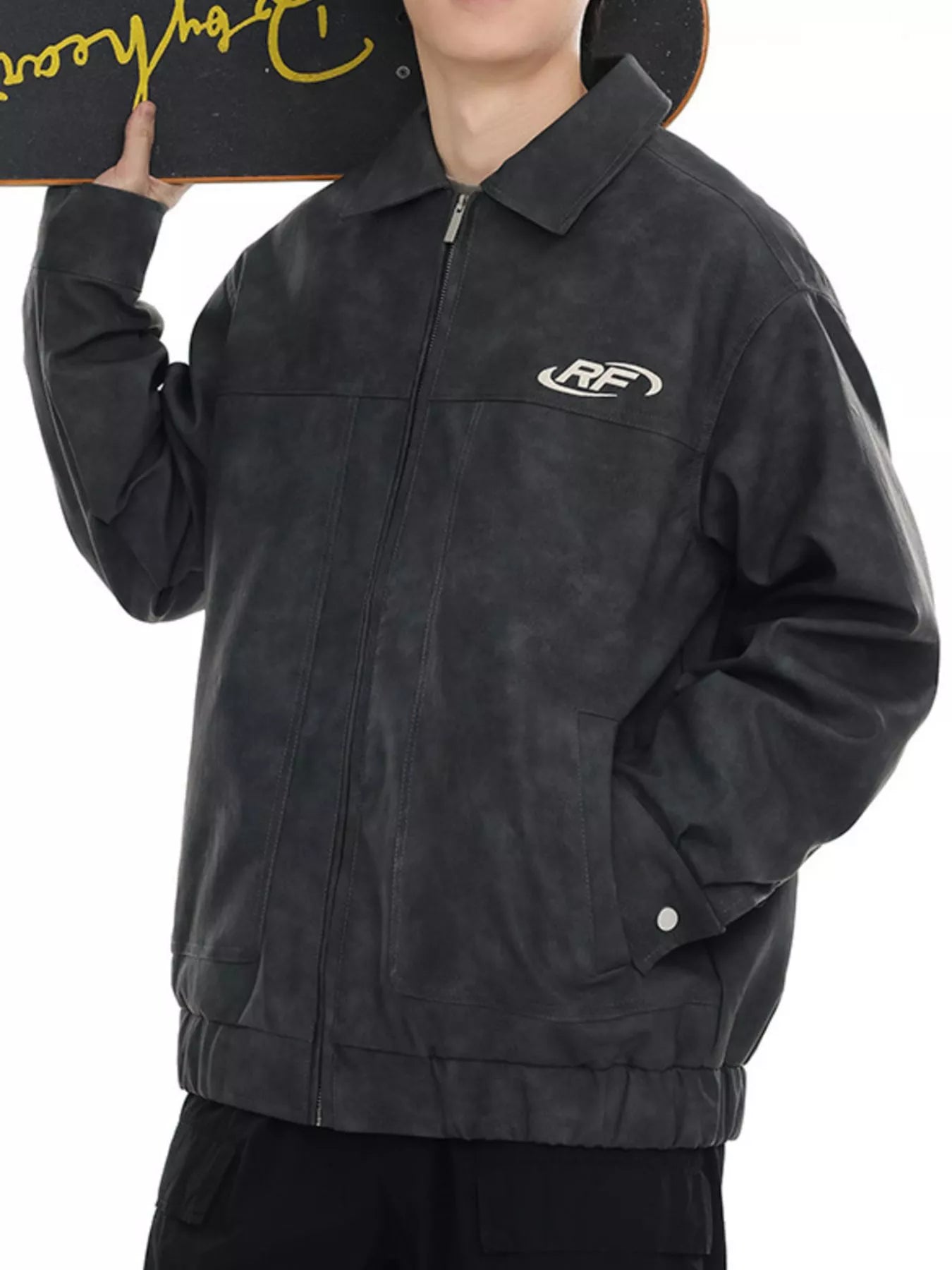 Men's Plus Size Wash Zip-Up Jacket