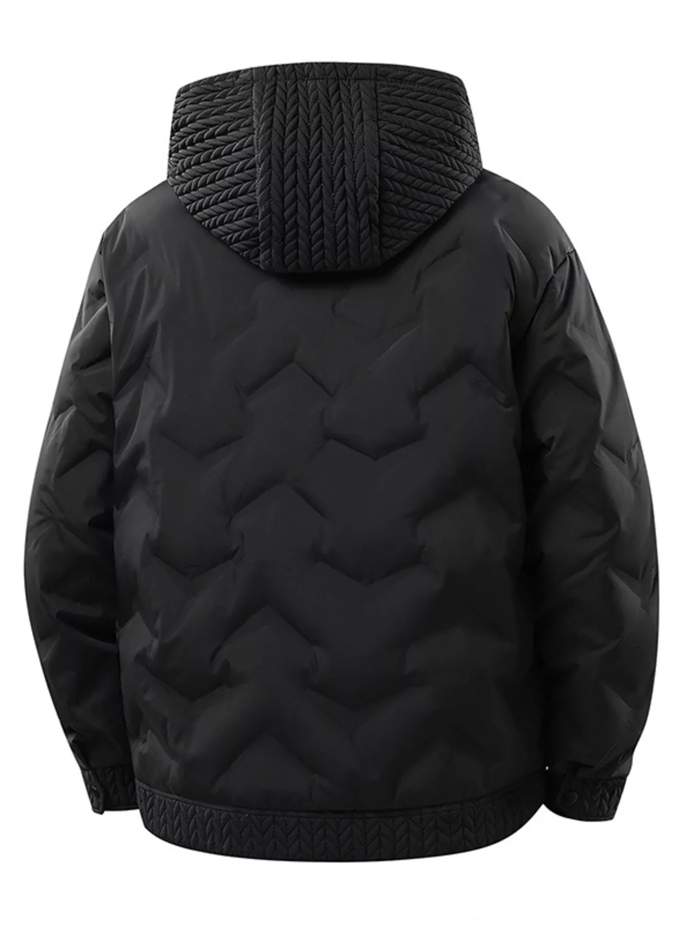 Men's Plus Size Texture Hooded Puffer Jacket